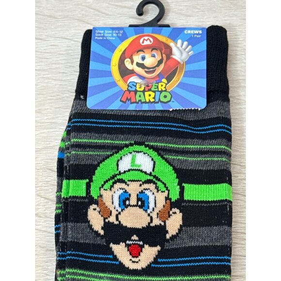Super Mario Bros Luigi Socks Crazy Fun Graphic Novelty Dad Gift Wacky Silly Mens - Picture 2 of 4